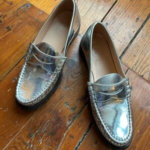 Silver JCREW Winona Lug Sole Loafer sz 10 1/2